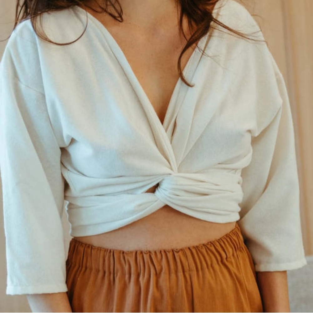 NWOT Miranda Bennett Studio Wrap Top in Silk Noil